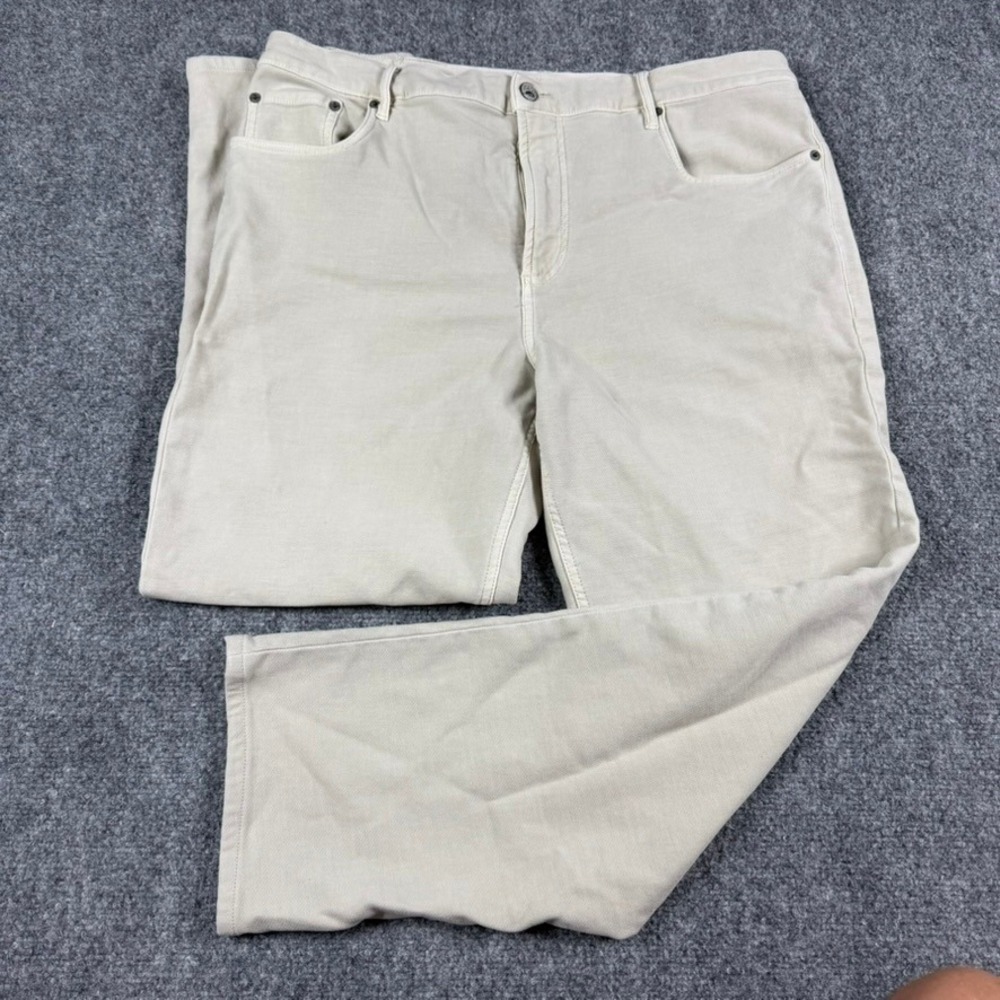 Faherty Brand 5-Pocket Pants Mens 38x27 Cream Straight Leg Cotton Blend Stretch